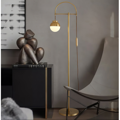 Luminária de piso Oria – Elegância minimalista com detalhes dourados e luz LED acolhedora Luminária de piso Oria – Elegância minimalista com detalhes dourados e luz LED acolhedora